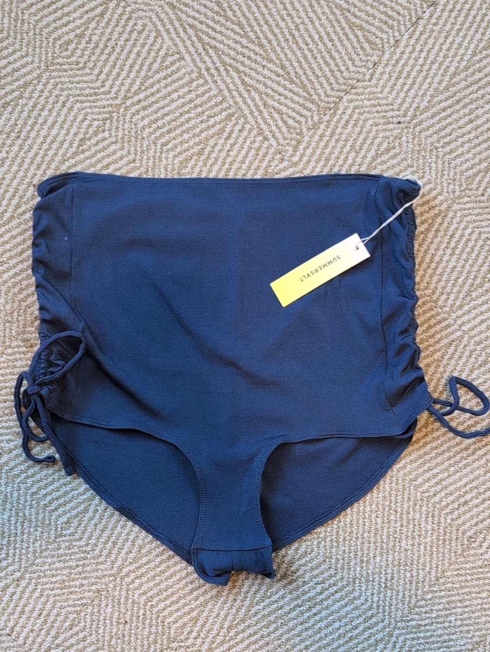 New Summersalt Maternity Ribbed Adjustable Rusching Deep Blue Swim Bottoms 12
